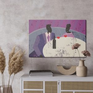 Peinture sur toile Couple Au Restaurant Rétro – Image 3