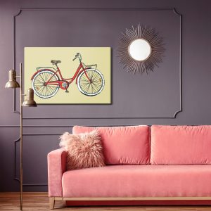 Peinture sur toile Vélo Dessiné Dans Un Style Rétro – Image 4