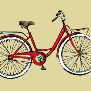 Peinture sur toile Vélo Dessiné Dans Un Style Rétro – Image 1