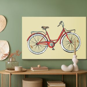 Peinture sur toile Vélo Dessiné Dans Un Style Rétro – Image 5