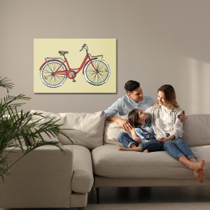 Peinture sur toile Vélo Dessiné Dans Un Style Rétro – Image 7