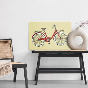 Peinture sur toile Vélo Dessiné Dans Un Style Rétro – Image 6