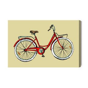 Peinture sur toile Vélo Dessiné Dans Un Style Rétro – Image 2