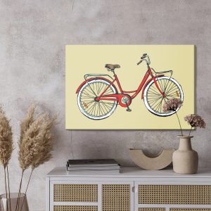 Peinture sur toile Vélo Dessiné Dans Un Style Rétro – Image 3