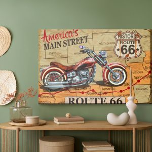 Peinture sur toile Moto Sur La Carte Des États-Unis Dans Un Style Vintage – Image 5