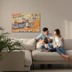 Peinture sur toile Moto Sur La Carte Des États-Unis Dans Un Style Vintage – Image 7
