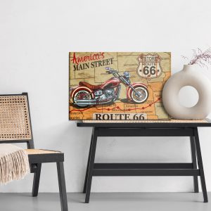 Peinture sur toile Moto Sur La Carte Des États-Unis Dans Un Style Vintage – Image 6