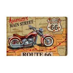 Peinture sur toile Moto Sur La Carte Des États-Unis Dans Un Style Vintage – Image 2