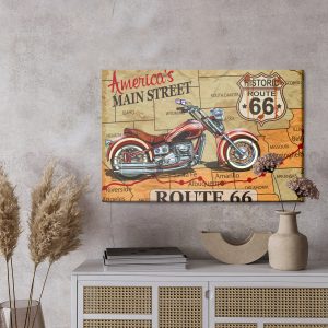 Peinture sur toile Moto Sur La Carte Des États-Unis Dans Un Style Vintage – Image 3