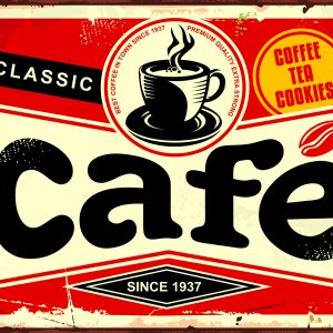 Peinture sur toile Tasse À Café Et Lettrage Rétro – Image 1
