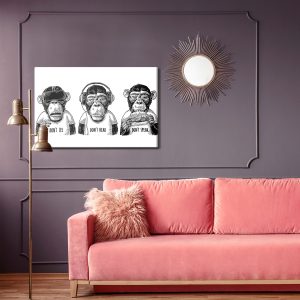 Peinture sur toile Trois Singes Dans Un Style Vintage – Image 4