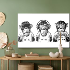 Peinture sur toile Trois Singes Dans Un Style Vintage – Image 5