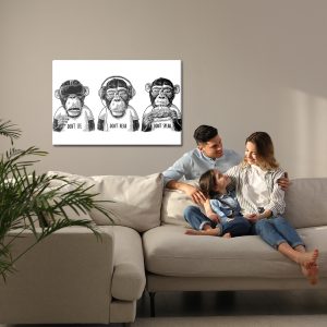 Peinture sur toile Trois Singes Dans Un Style Vintage – Image 7