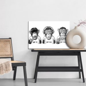 Peinture sur toile Trois Singes Dans Un Style Vintage – Image 6