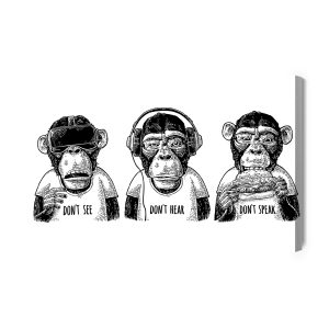 Peinture sur toile Trois Singes Dans Un Style Vintage – Image 2