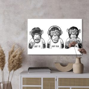 Peinture sur toile Trois Singes Dans Un Style Vintage – Image 3