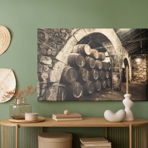 Peinture sur toile Des Tonneaux De Vin Dans Une Ancienne Cave Rétro – Image 5