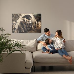 Peinture sur toile Des Tonneaux De Vin Dans Une Ancienne Cave Rétro – Image 7