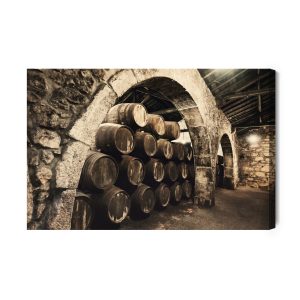Peinture sur toile Des Tonneaux De Vin Dans Une Ancienne Cave Rétro – Image 2