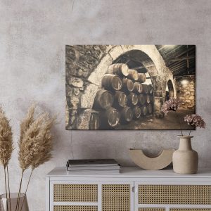 Peinture sur toile Des Tonneaux De Vin Dans Une Ancienne Cave Rétro – Image 3