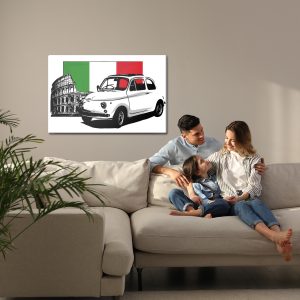 Peinture sur toile Auto Rétro Sur Le Fond Du Drapeau Italien Et Du Colisée – Image 7