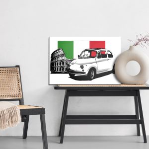 Peinture sur toile Auto Rétro Sur Le Fond Du Drapeau Italien Et Du Colisée – Image 6