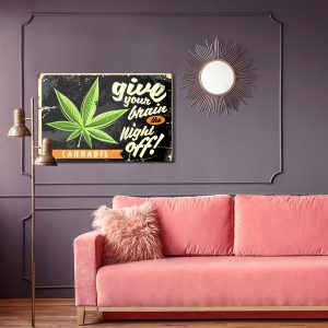 Peinture sur toile Feuille De Cannabis Et Lettrage Rétro – Image 4