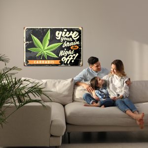 Peinture sur toile Feuille De Cannabis Et Lettrage Rétro – Image 7
