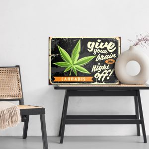 Peinture sur toile Feuille De Cannabis Et Lettrage Rétro – Image 6