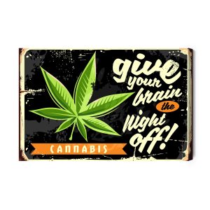 Peinture sur toile Feuille De Cannabis Et Lettrage Rétro – Image 2