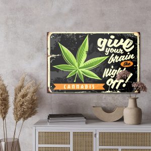 Peinture sur toile Feuille De Cannabis Et Lettrage Rétro – Image 3