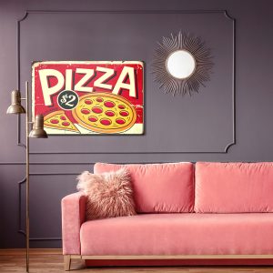 Peinture sur toile Pizza Et Lettrage Rétro – Image 4