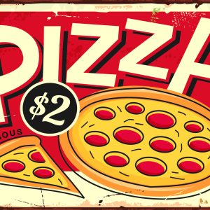 Peinture sur toile Pizza Et Lettrage Rétro – Image 1