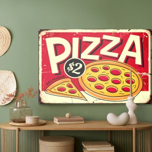 Peinture sur toile Pizza Et Lettrage Rétro – Image 5
