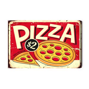 Peinture sur toile Pizza Et Lettrage Rétro – Image 2