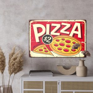 Peinture sur toile Pizza Et Lettrage Rétro – Image 3