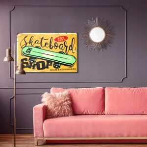 Peinture sur toile Skateboard Et Lettrage Rétro – Image 4