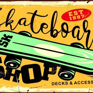 Peinture sur toile Skateboard Et Lettrage Rétro – Image 1