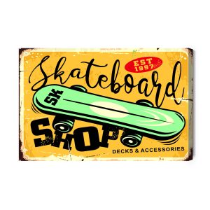 Peinture sur toile Skateboard Et Lettrage Rétro – Image 2
