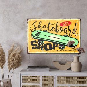 Peinture sur toile Skateboard Et Lettrage Rétro – Image 3