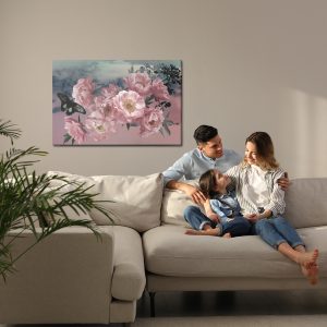 Peinture sur toile Pivoines Avec Un Papillon – Image 7