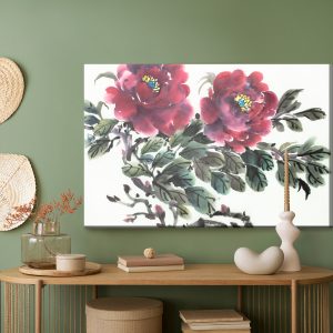 Peinture sur toile Pivoine Rouge Telle Que Peinte – Image 5