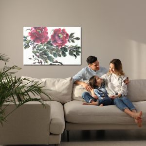 Peinture sur toile Pivoine Rouge Telle Que Peinte – Image 7
