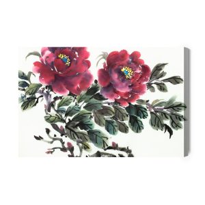 Peinture sur toile Pivoine Rouge Telle Que Peinte – Image 2