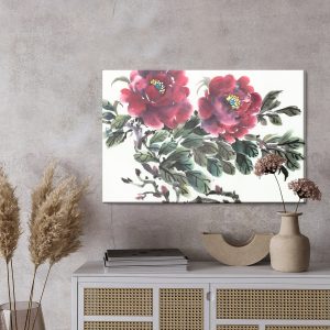 Peinture sur toile Pivoine Rouge Telle Que Peinte – Image 3