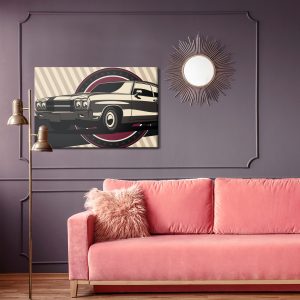 Peinture sur toile Voiture De Muscle Classique Dans Un Style Rétro – Image 4