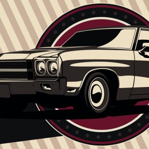 Peinture sur toile Voiture De Muscle Classique Dans Un Style Rétro – Image 1