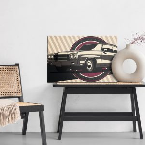 Peinture sur toile Voiture De Muscle Classique Dans Un Style Rétro – Image 6