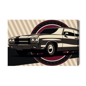 Peinture sur toile Voiture De Muscle Classique Dans Un Style Rétro – Image 2