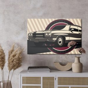 Peinture sur toile Voiture De Muscle Classique Dans Un Style Rétro – Image 3